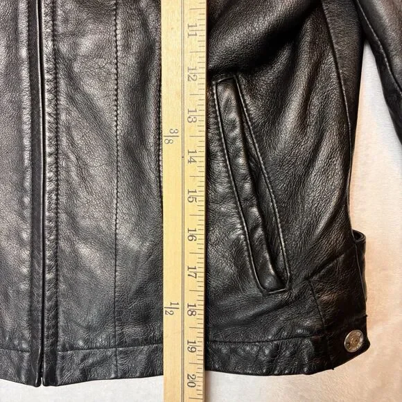 Wilson Leather Jacket Women's Small Black Leather Full Zip Pockets - Picture 15 of 16